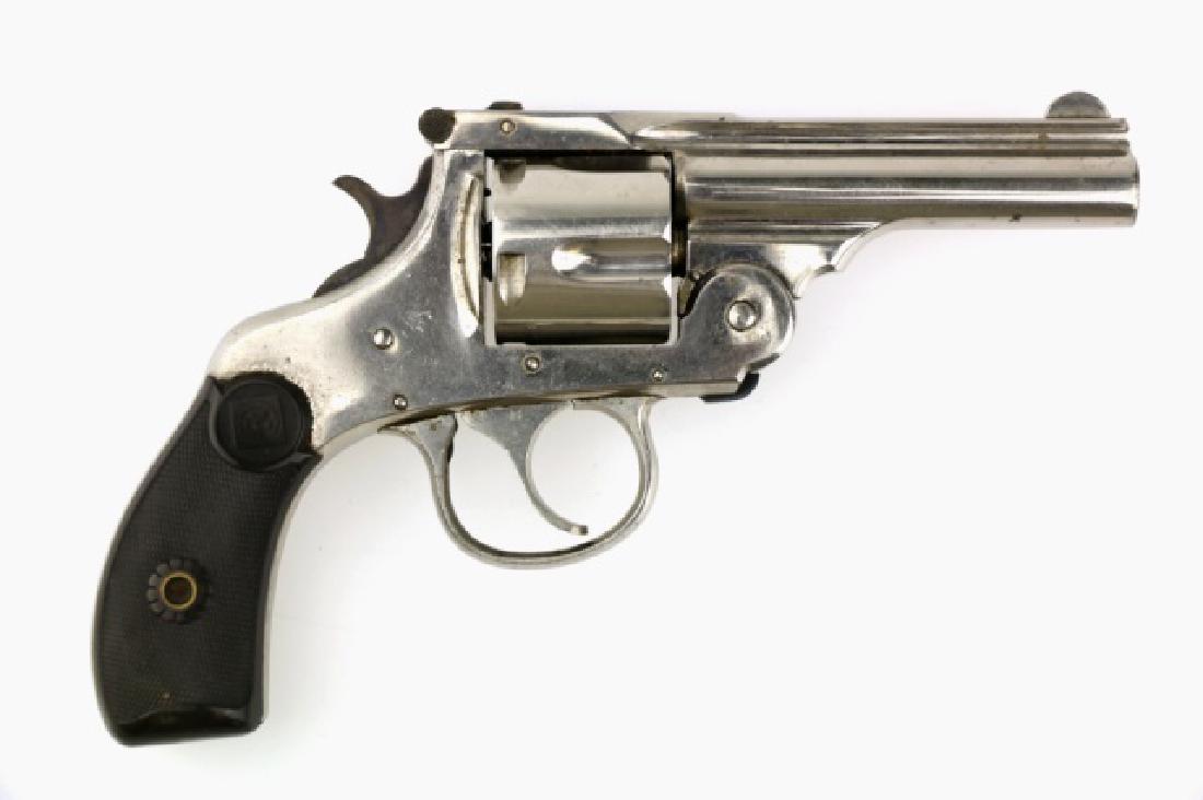 HARRISON & RICHARDSON.32 TOP LOCK ANTIQUE REVOLVER: HARRISON & RICHARDSON ARMS COMPANY .32 TOP LOCK ANTIQUE NICKEL PLATED REVOLVER
