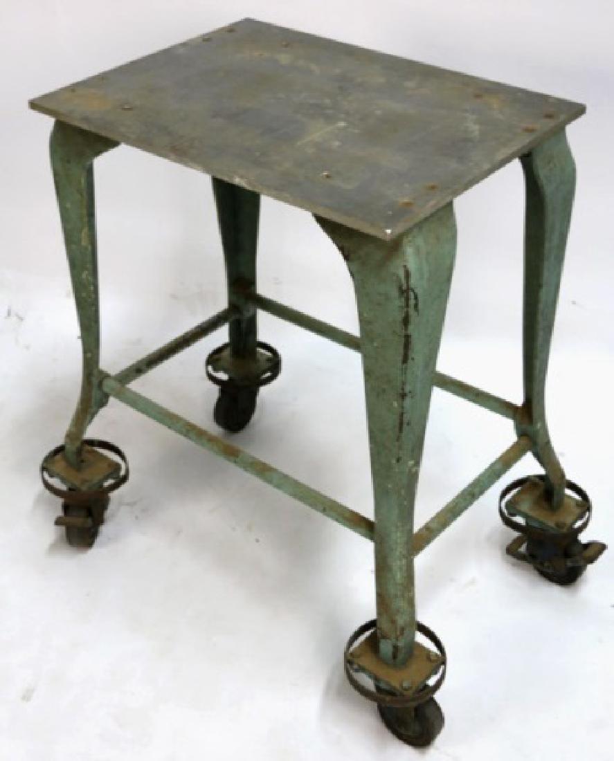 IBM ANTIQUE INDUSTRIAL METAL CASTORED WORK TABLE (1 of 5)
