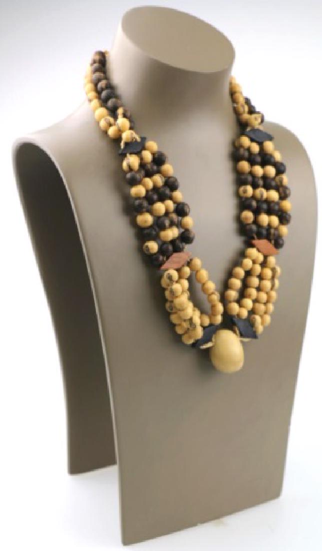 AFRICAN ANTIQUE NATURAL BEAN BEAD NECKLACE (1 of 6)