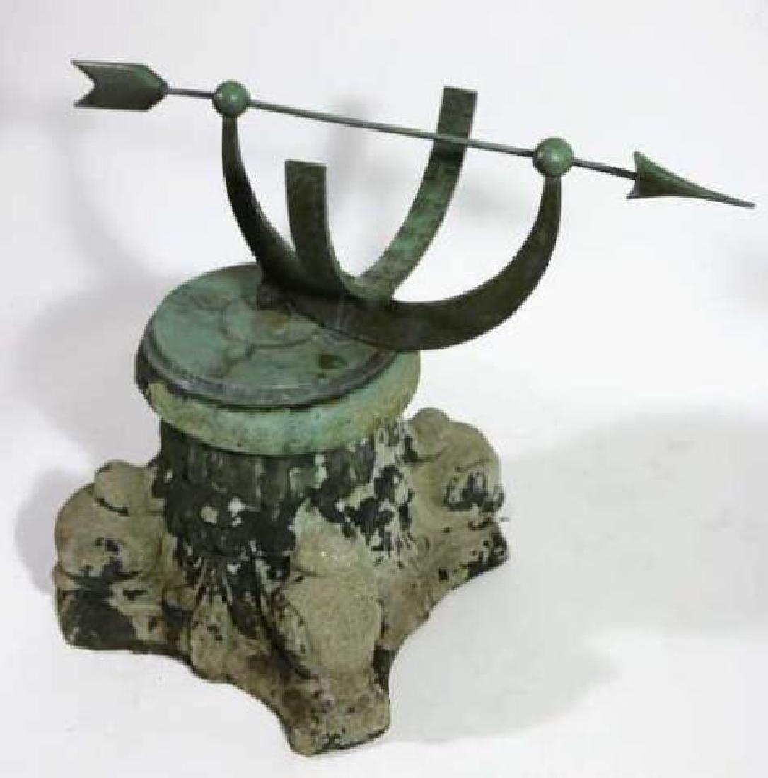 ANTIQUE SUN DIAL: ANTIQUE SUN DIAL; APPROX 19" X 12"