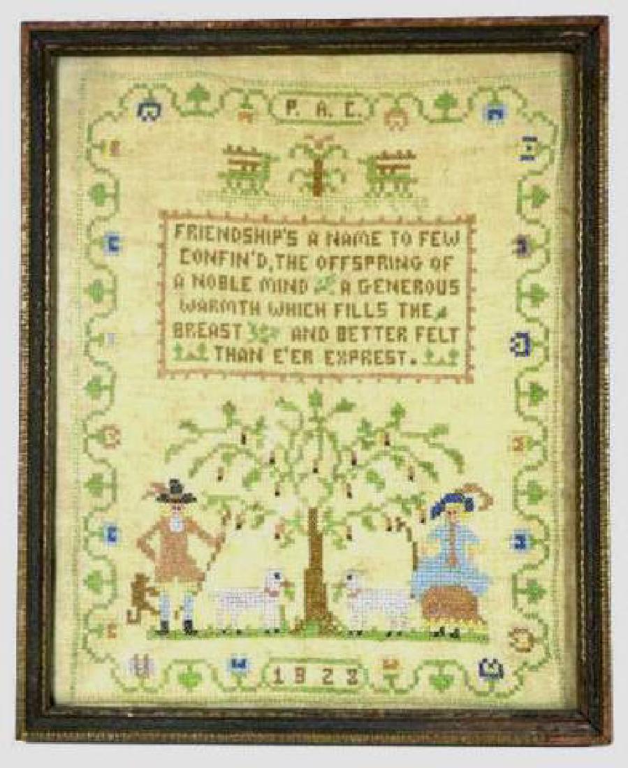 AMERICAN ANTIQUE 1923 FRAMED SAMPLER (1 of 5)