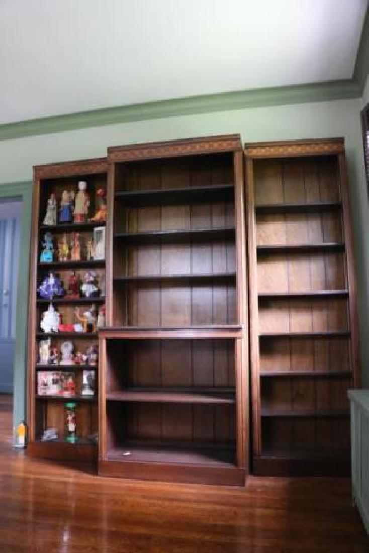 ENGLISH FINE INLAID MAHOGANY TRIPLE BOOKCASE (1 of 5)