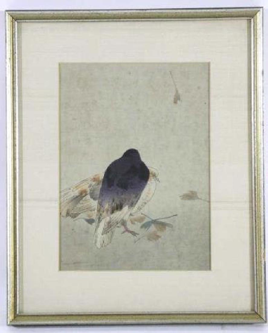 ASIAN ANTIQUE  FRAMED WOODBLOCK ON SILK (1 of 3)