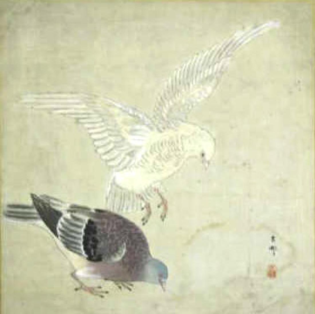 ASIAN ANTIQUE  FRAMED WOODBLOCK ON SILK (1 of 4)