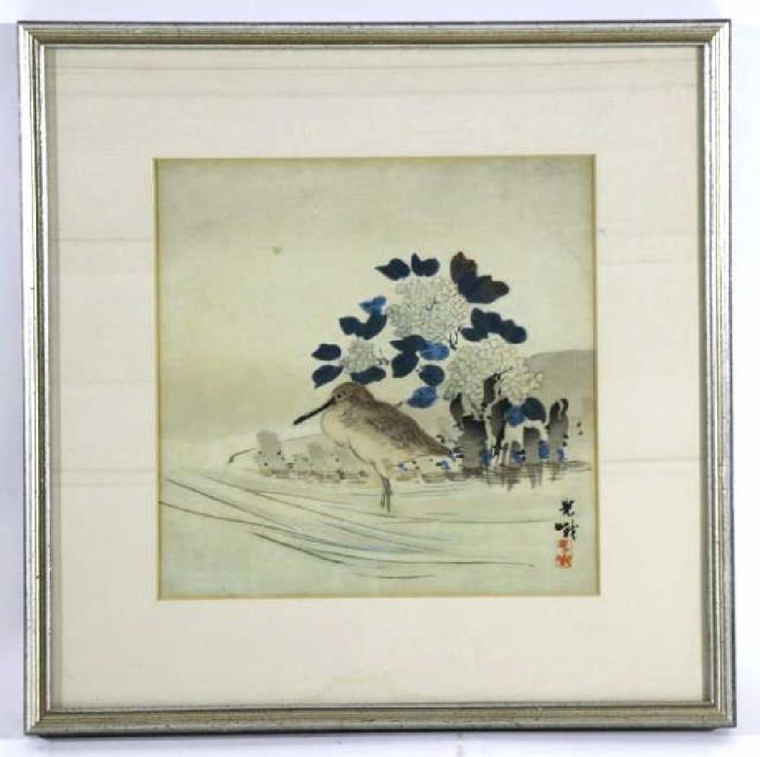 ASIAN  FRAMED BIRDS  WOODBLOCK ON SILK (1 of 5)