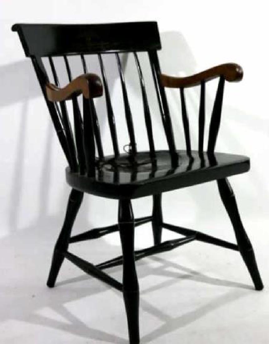 ANTIQUE COLLEGIATE EBONIZED WINDSOR ARMCHAIR: ANTIQUE COLLEGIATE EBONIZED WINDSOR ARMCHAIR 34 X 25 X 23"