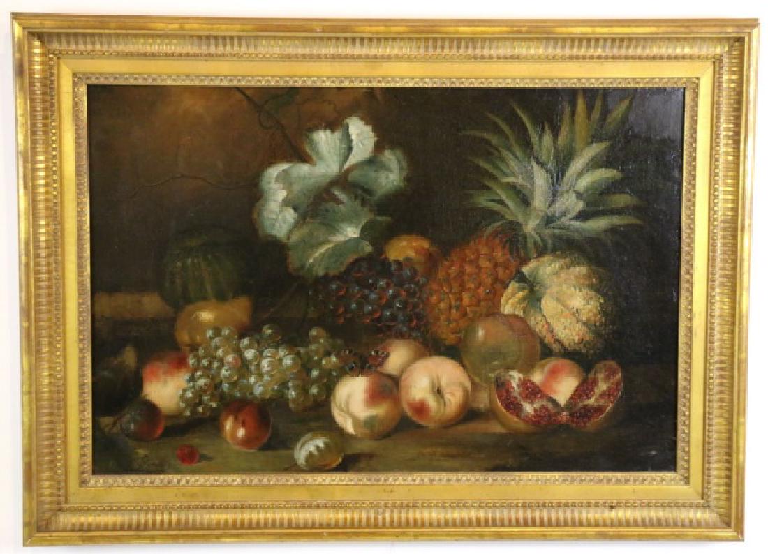 AMERICAN SCHOOL 19TH C."STILL LIFE WITH FRUIT" OOC (1 of 9)