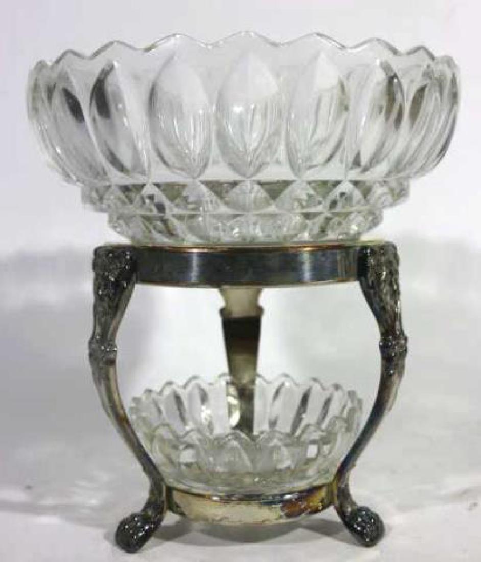 ANTIQUE ROSED SILVER DOUBLE CUT GLASS EPERNE (1 of 6)