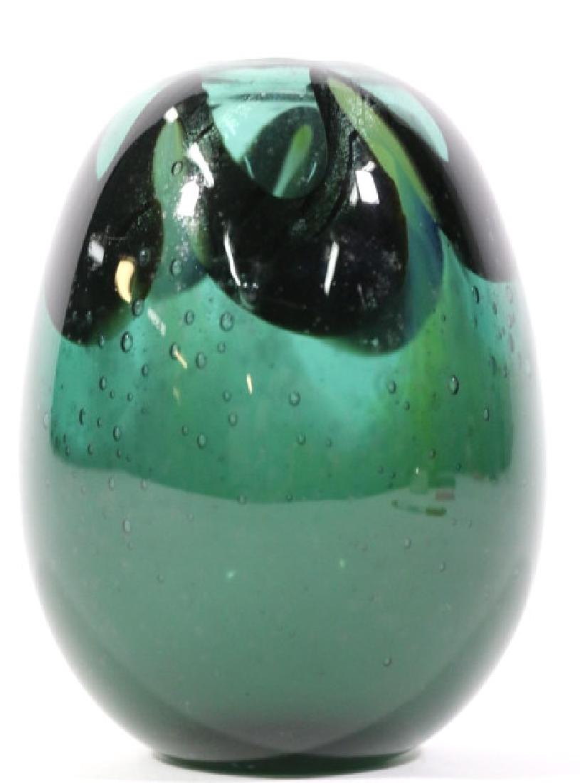 JOHN NYGREN (AMERICAN) GREEN ART GLASS SIGNED VASE (1 of 8)