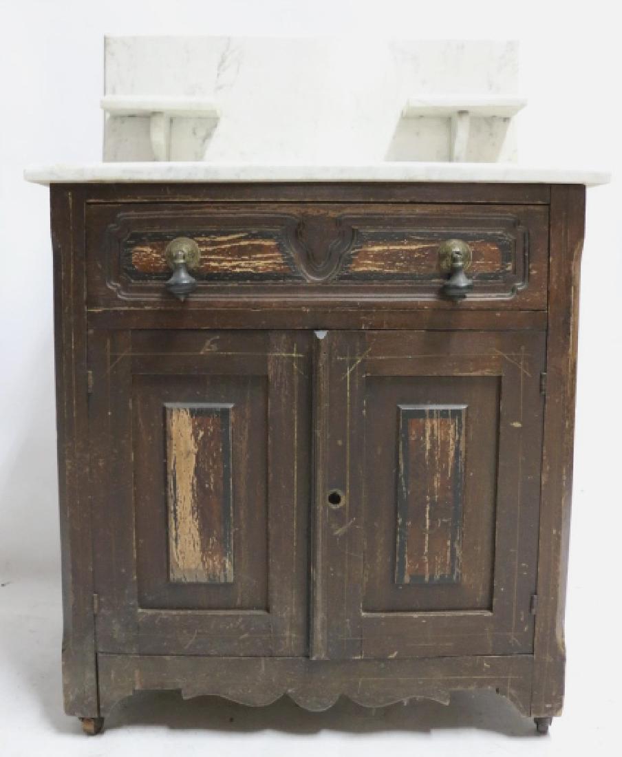 AMERICAN VICTORIAN MARBLE TOP WASH STAND (1 of 12)