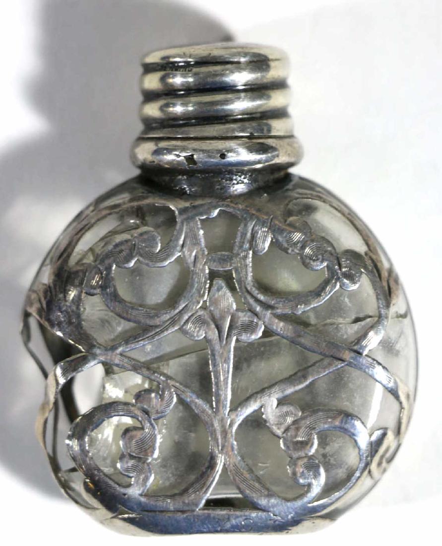 STERLING SILVER OVERLAY PERFUME DRESSER BOTTTLE (1 of 6)