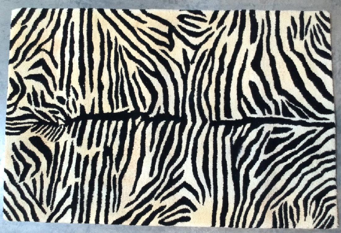 MID CENTURY MODERN ZEBRA SCULPTED RUG: MID-CENTURY MODERN ZEBRA SCULPTED RUG 43 X 65"