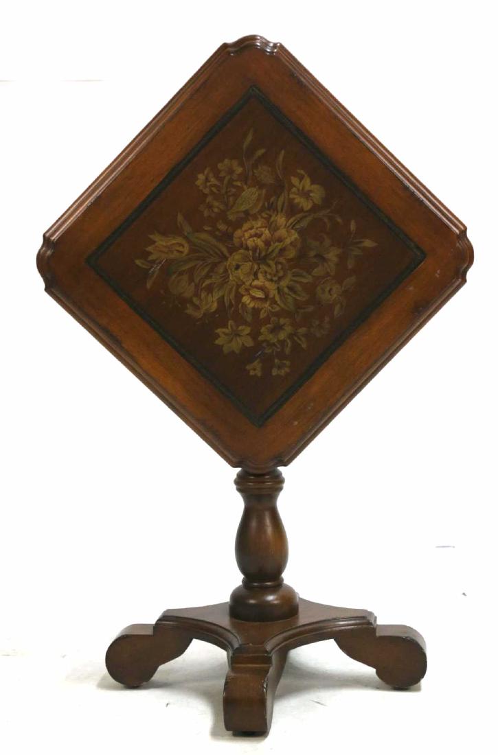 ENGLISH MODERN INLAID TILT TOP TABLE: ENGLISH MODERN INLAID TILT TOP TABLE 36 X 24 X 24'
