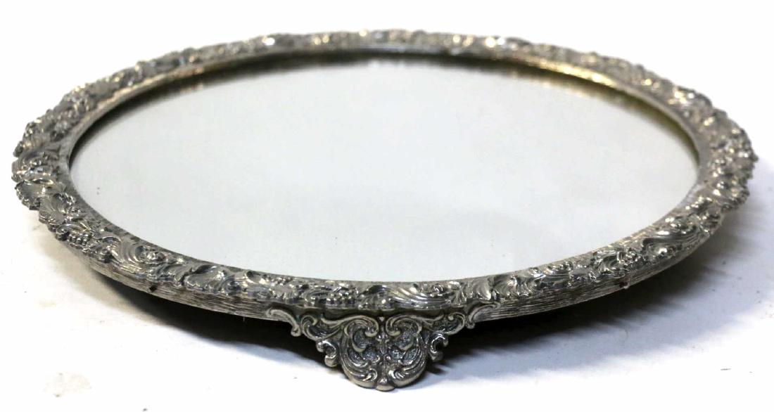 ENGLISH ORNATE 12" SILVER MIRRORED PLATEAU (1 of 5)