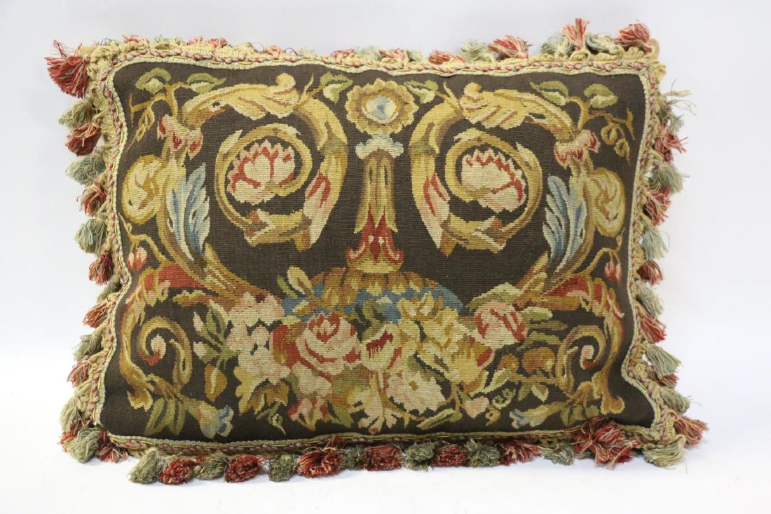 CUSTOM NEEDLEPOINT DOWN FRINGED PILLOW (1 of 4)