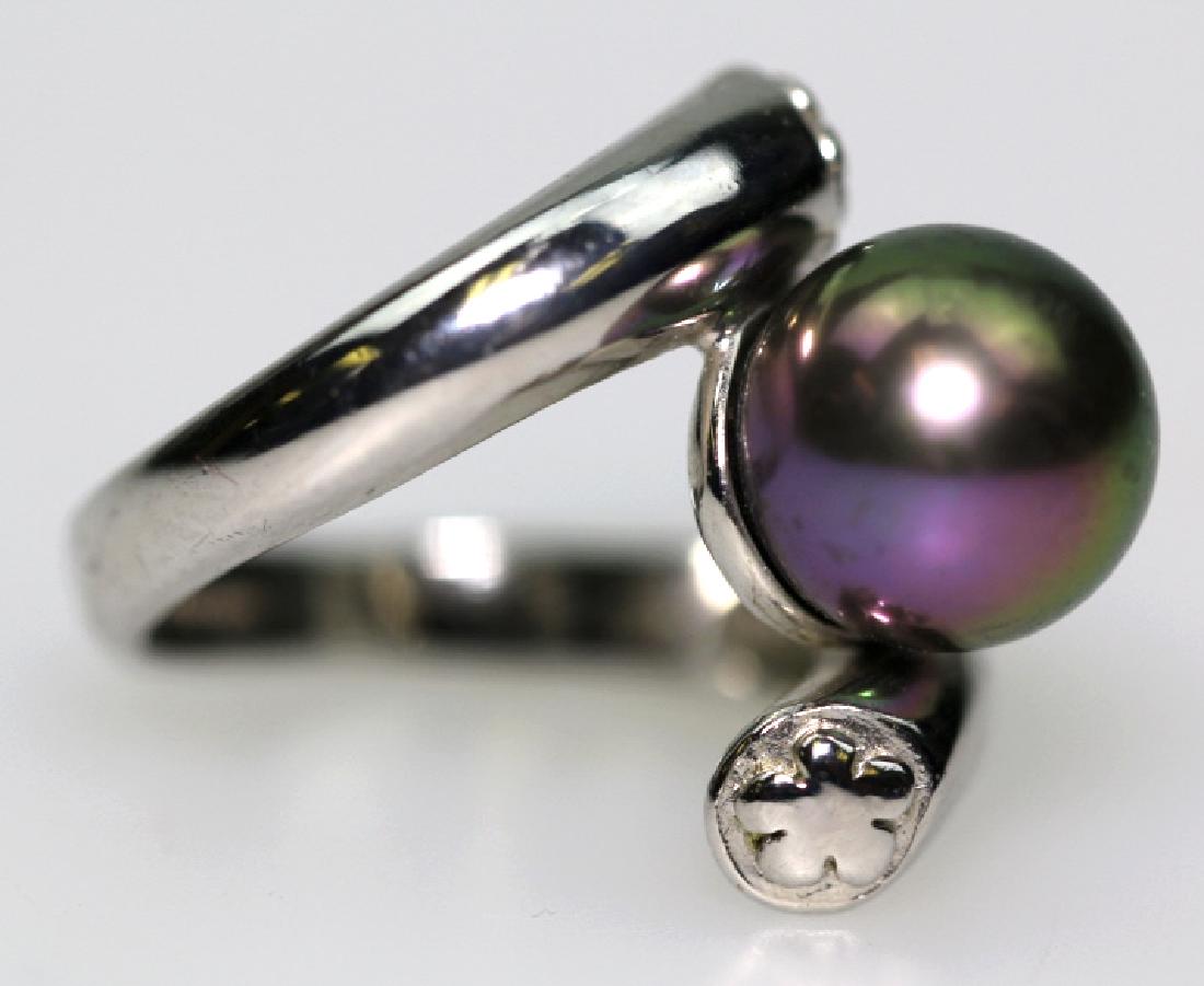MONT BLANC BLACK PEARL / DIAMOND / STERLING  RING (1 of 8)