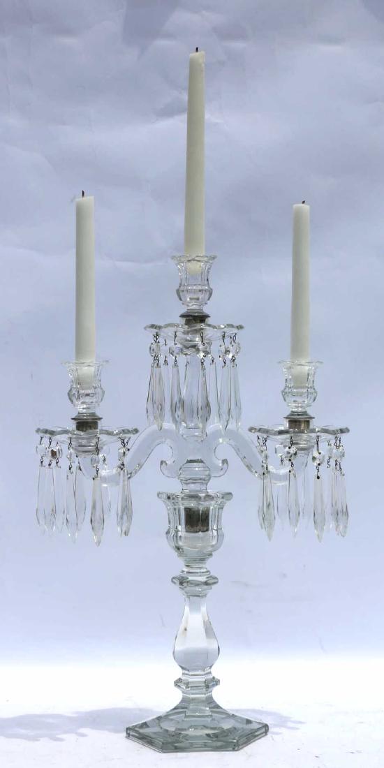 ANTIQUE CRYSTAL TRIPLE ARM LUSTER CANDELABRA (1 of 9)