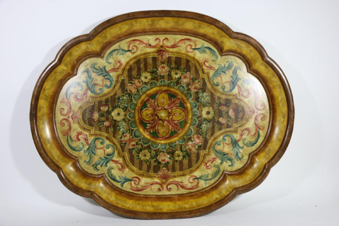 LARGE DECORATIVE MACHE SCALLOPED TRAY (1 of 6)