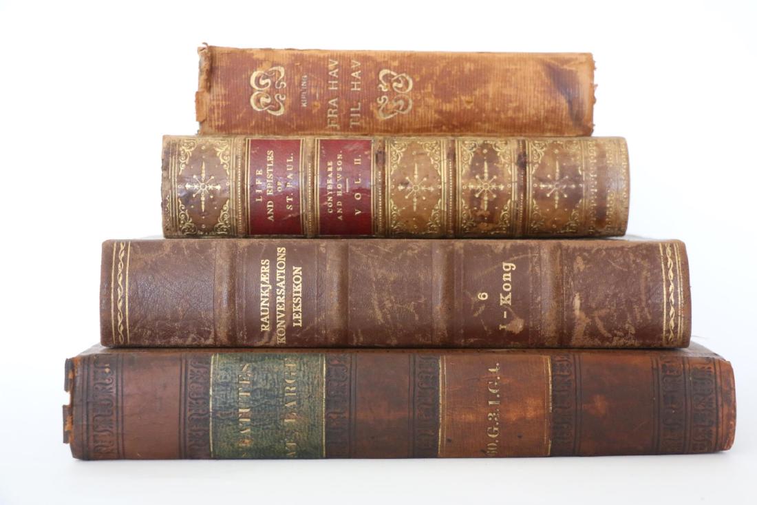 ANTIQUE LEATHER BOUND BOOK GROUPING (1 of 6)