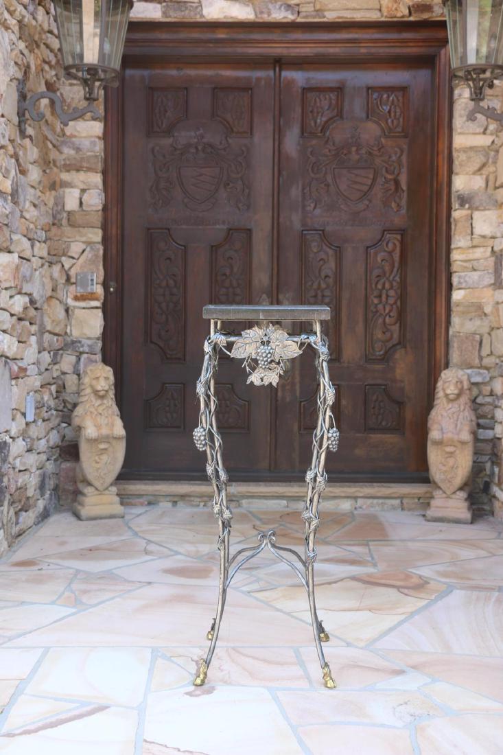 MARBLE TOP WROUGHT IRON HOOF FOOTED PLANT STAND (1 of 7)