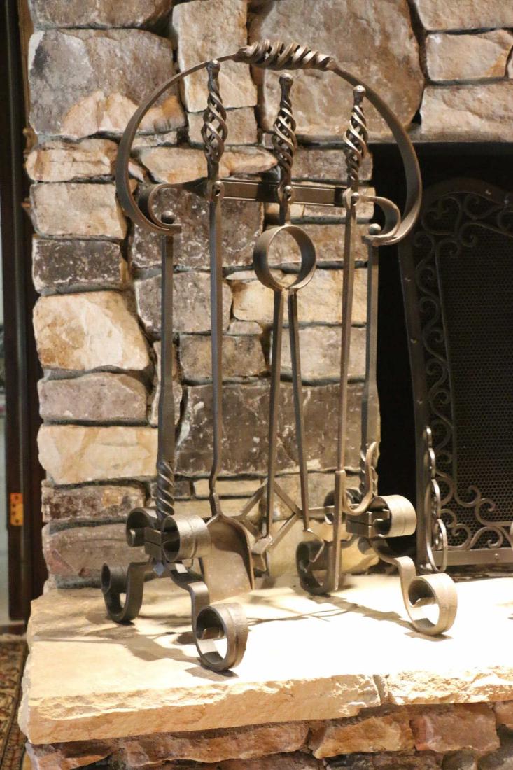 HAND FORGED IRON WORK FIREPLACE TOOL SET (1 of 6)