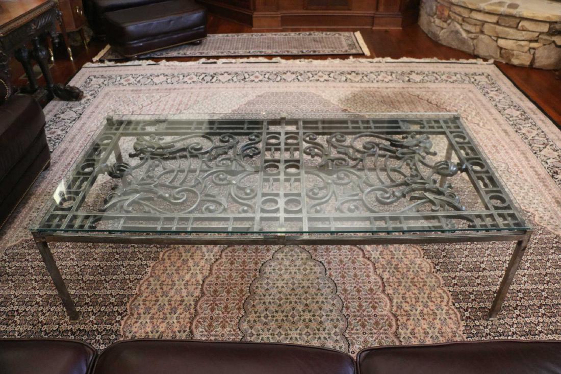 ANTIQUE WROUGHT IRON SHIELD FORM COFFEE TABLE (1 of 9)