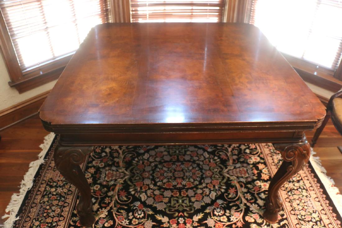 ENGLISH ANTIQUE BURL WALNUT INSET DRAW LEAF TABLE (1 of 9)