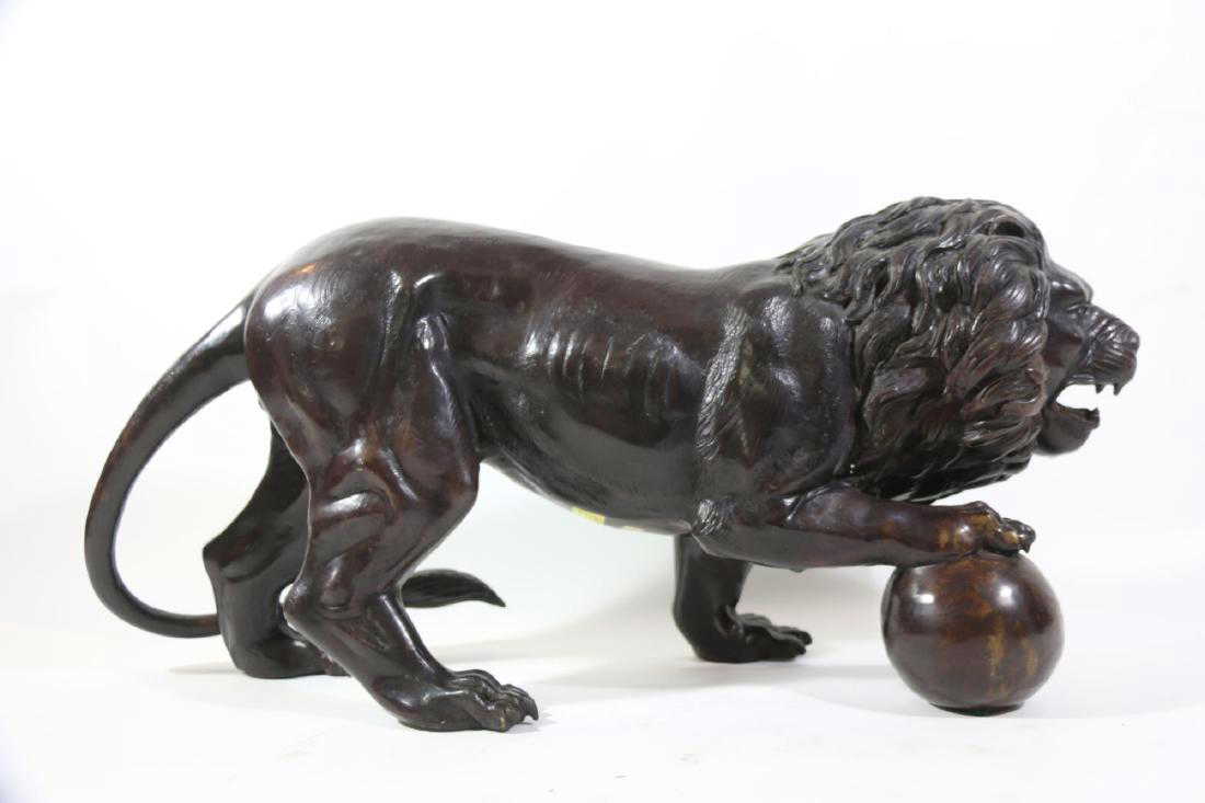 MAITLAND SMITH PALATIAL BRONZE LION SCULPTURE