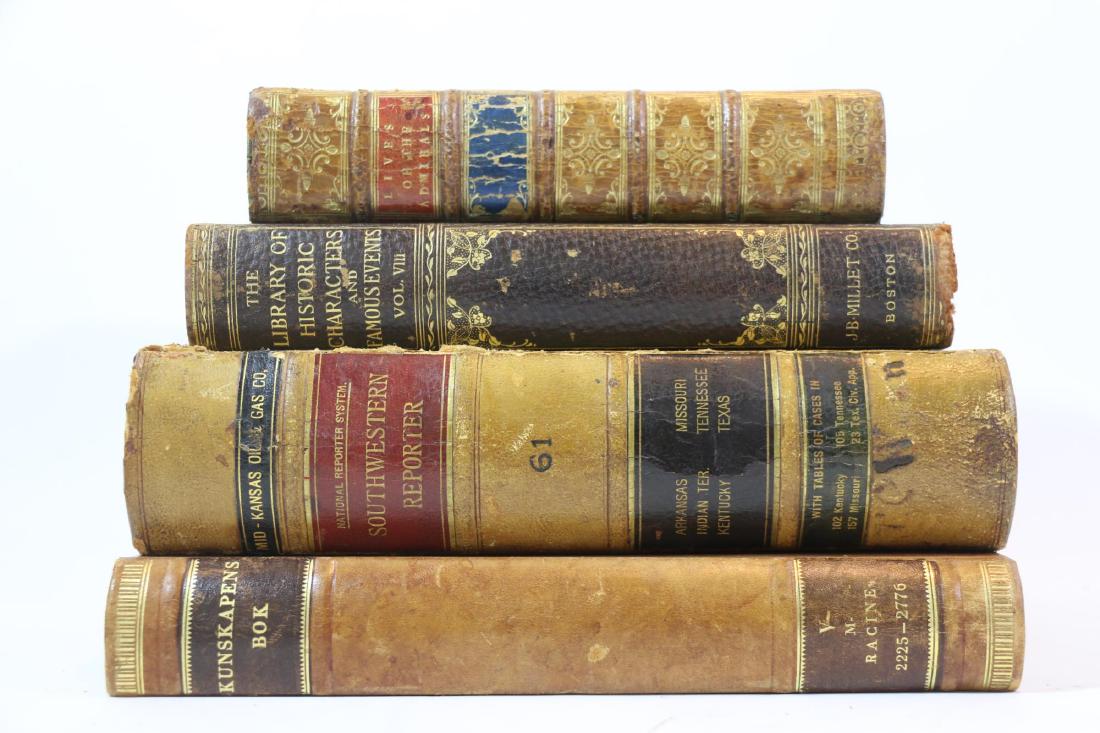 ANTIQUE LEATHER BOUND ANTIQUE BOOK GROUPING (1 of 7)