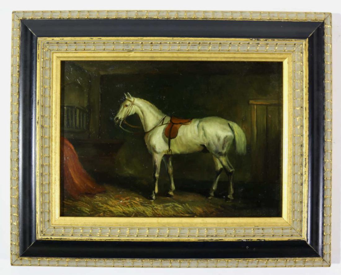 EQUESTRIAN PORTRAIT OIL ON BOARD UNSIGNED (1 of 5)