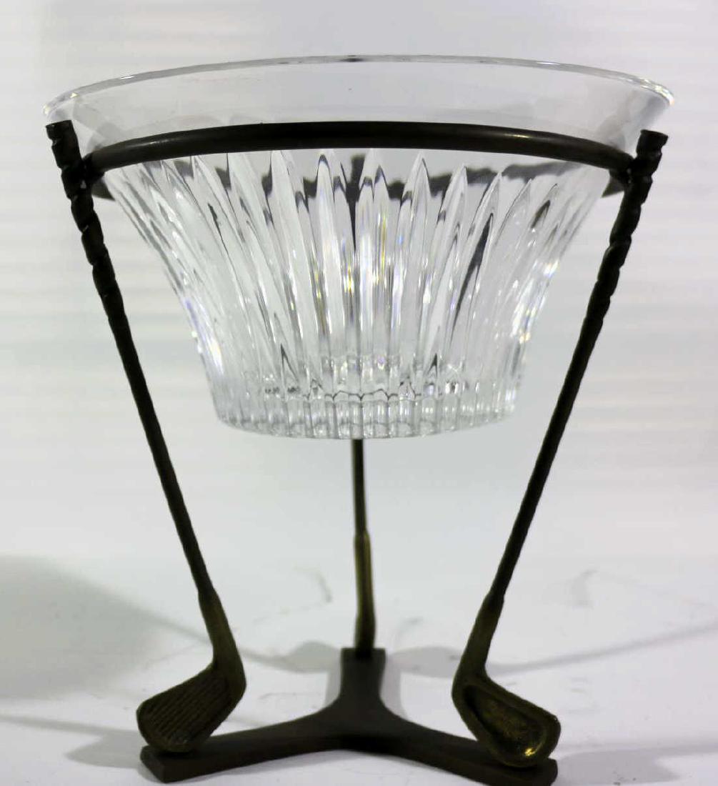 MAITLAND SMITH BRONZE & CRYSTAL GOLF MOTIF BOWL: MAITLAND SMITH BRONZE & CRYSTAL GOLF MOTIF BOWL 10 X 9.5"