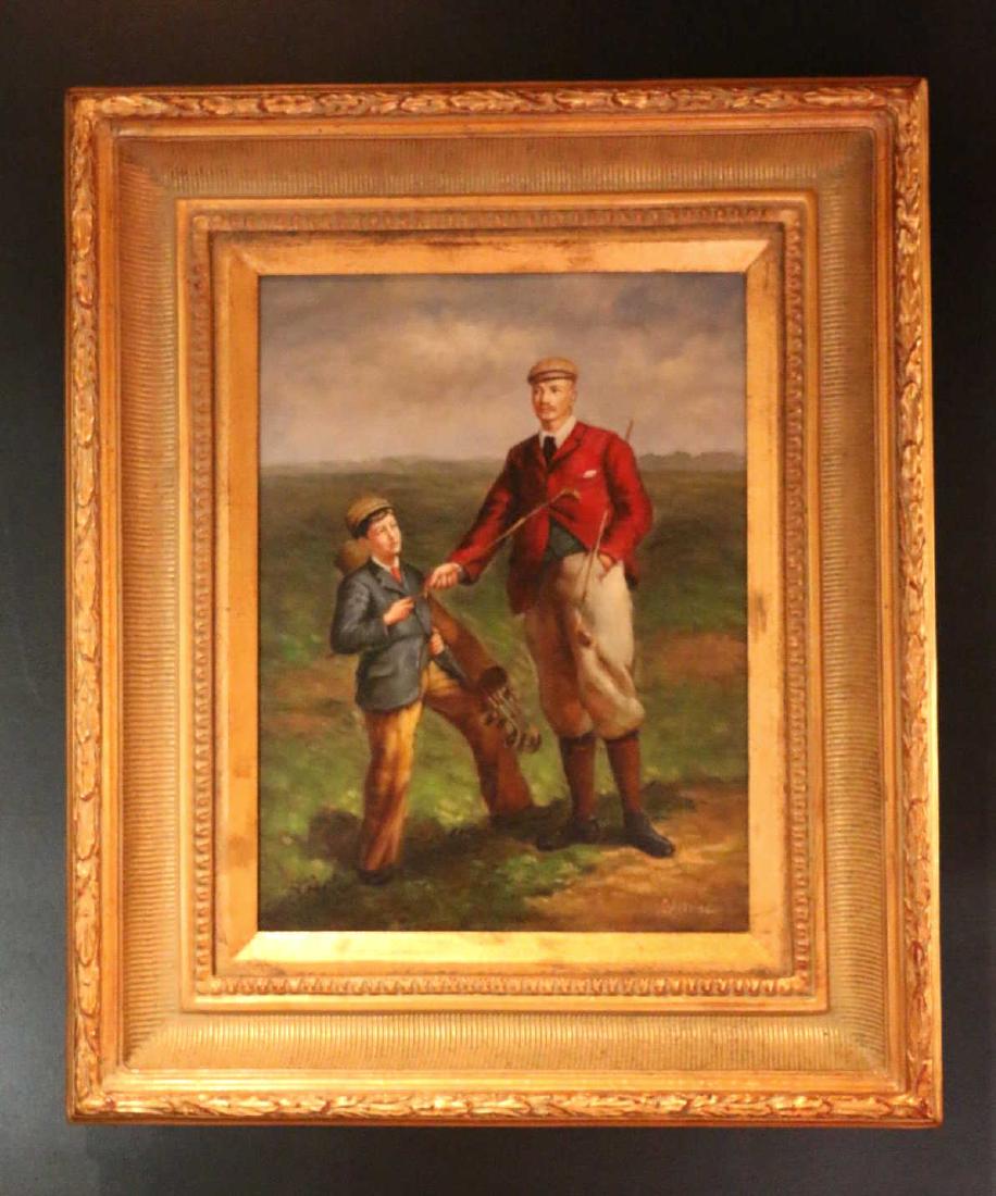 GOLFER & CADDY FINE HAND PAINTED OOB SIGNED ALTESE (1 of 6)