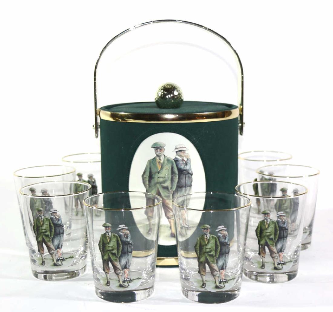 GOLF MOTIF ICE BUCKET & LOW BALL BARWARE SET (1 of 5)