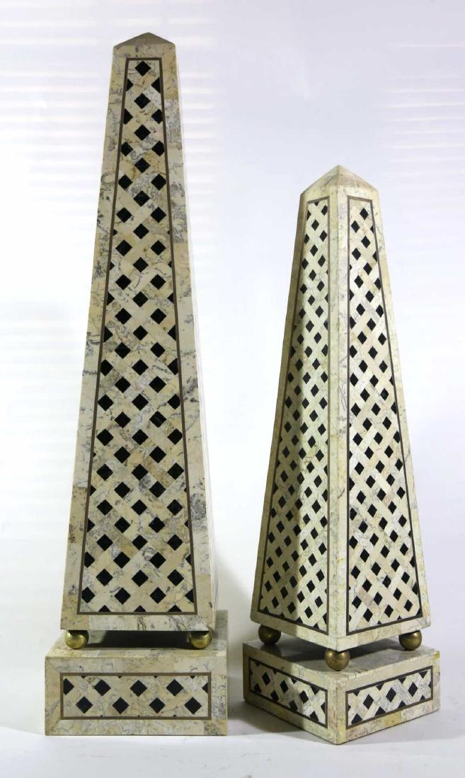 MAITLAND SMITH PAIR OF MARBLE OBELISK SCULPTURES (1 of 9)