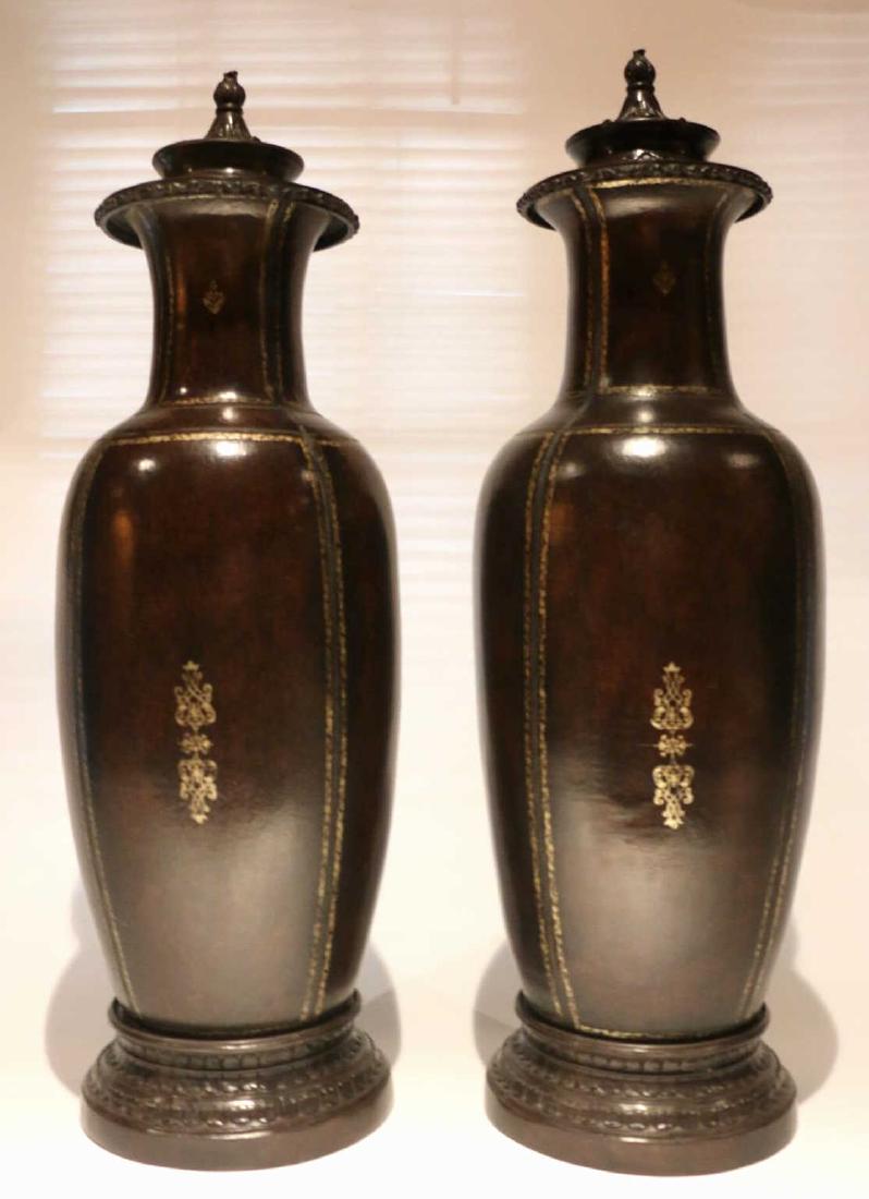 MAITLAND SMITH EMBOSSED LEATHER / BRONZE URNS (1 of 6)