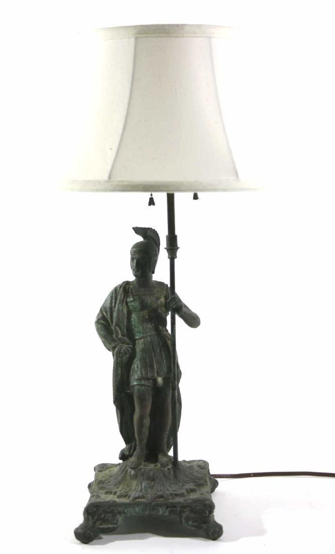 FRENCH ANTIQUE BRONZE ROMAN CENTURIAN LAMP (1 of 6)