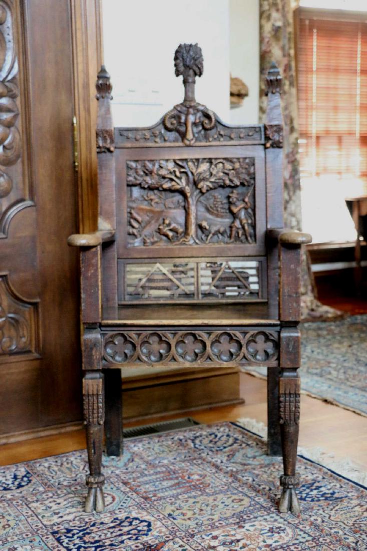 ENGLISH 18TH C CARVED ARMCHAIR (1 of 10)