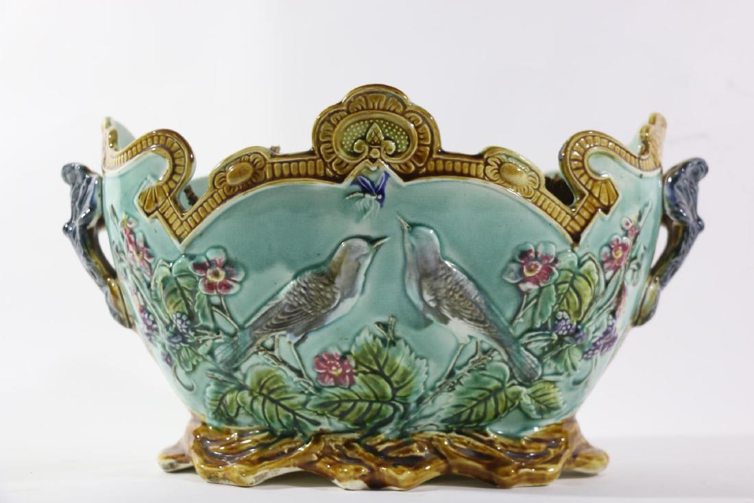 FRENCH ANTIQUE MAJOLICA TWIN HANDLE TUREEN (1 of 6)