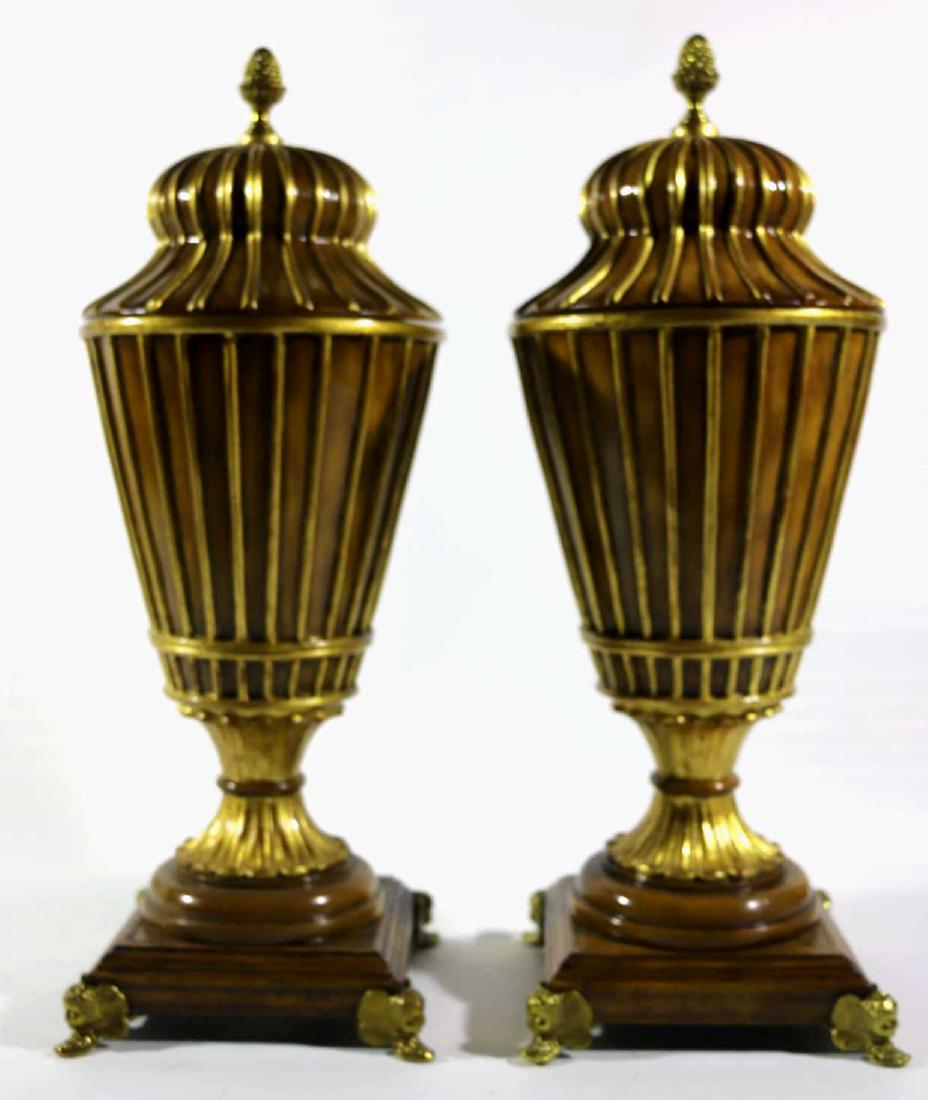 MAITLAND SMITH PARCEL GILT & TOOLED LEATHER URNS (1 of 6)