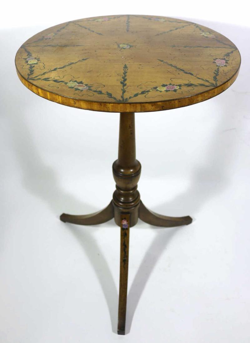 SATINWOOD ADAMS STYLE PAINT DECORATED TRIPOD TABLE (1 of 6)