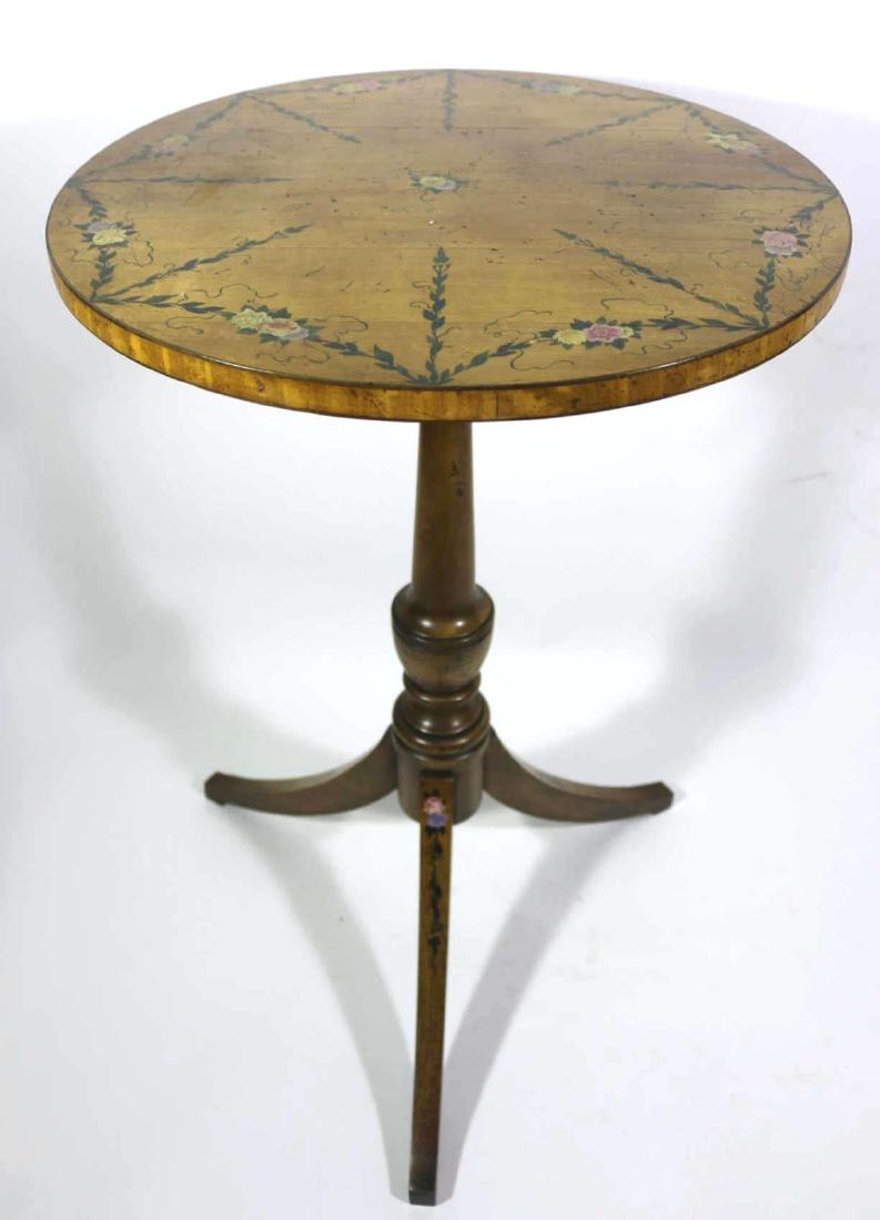 SATINWOOD ADAMS STYLE PAINT DECORATED TRIPOD TABLE (1 of 5)