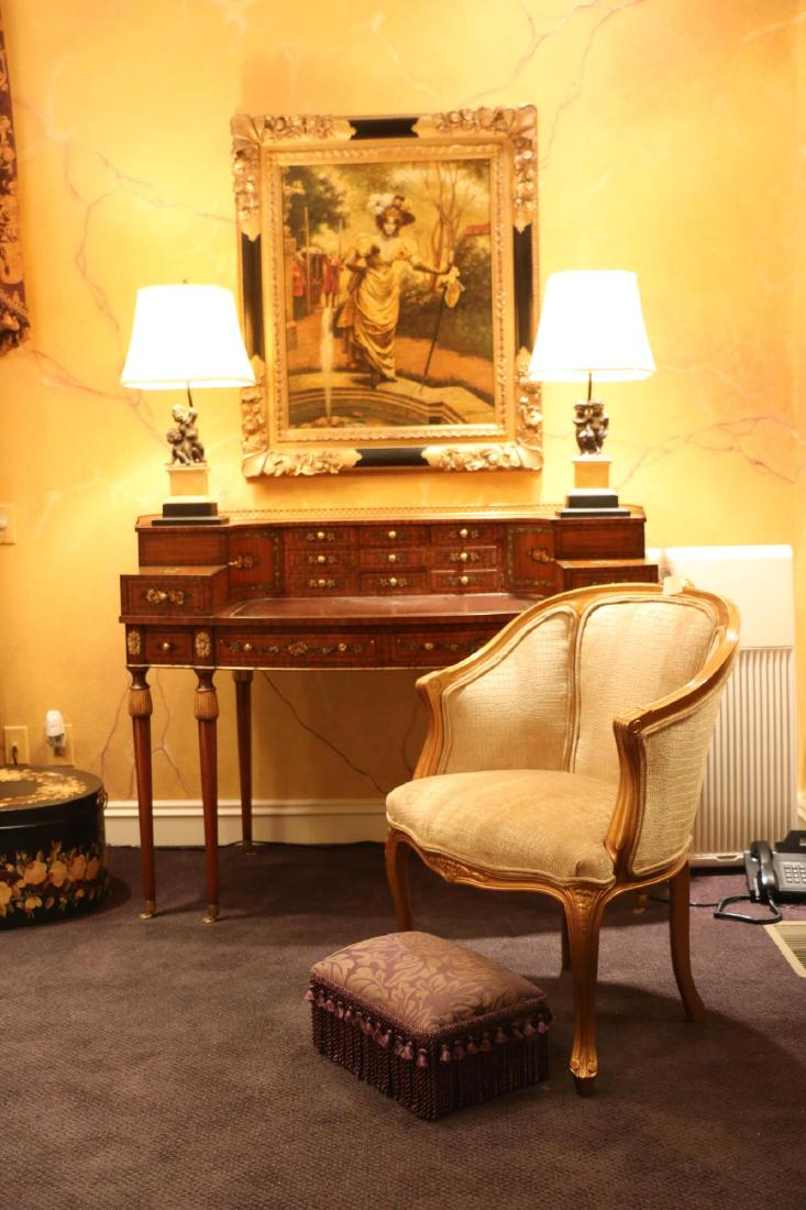 MAITLAND SMITH MAHOGANY FLORAL PAINT CARLTON DESK (1 of 10)