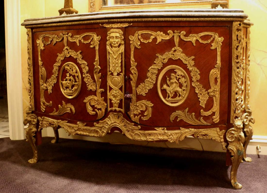 FRENCH MARBLE TOP BRONZE MOUNTED COMMODE (1 of 10)