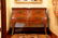 FRENCH ANTIQUE INLAID MARBLE TOP BOMBE COMMODE