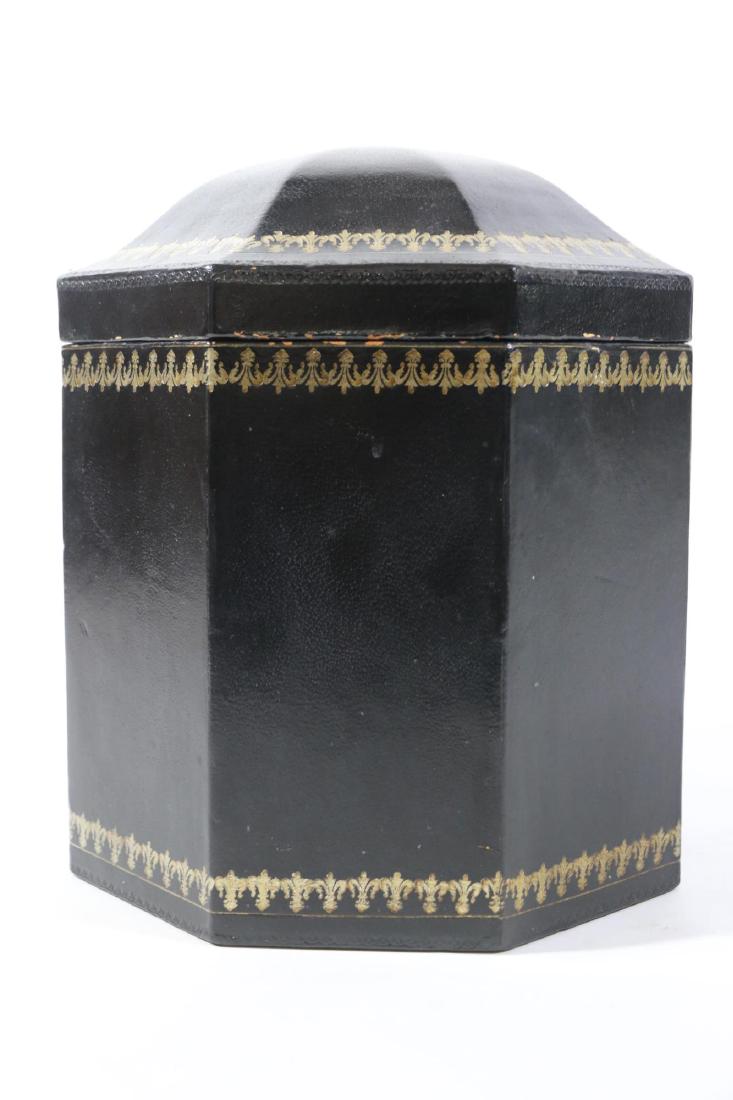 MAITLAND SMITH TOOLED LEATHER OCTAGONAL TALL BOX (1 of 6)