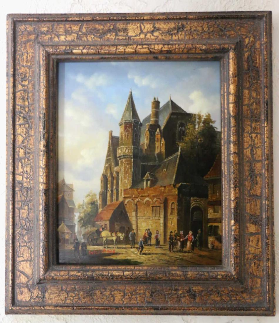 GUICHARD SIGNED CAHEDRAL LANDSCAPE OIL ON BOARD (1 of 5)