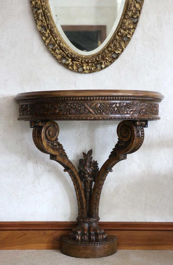 MAITLAND SMITH HAND CARVED DEMILUNE CONSOLE TABLE (1 of 8)