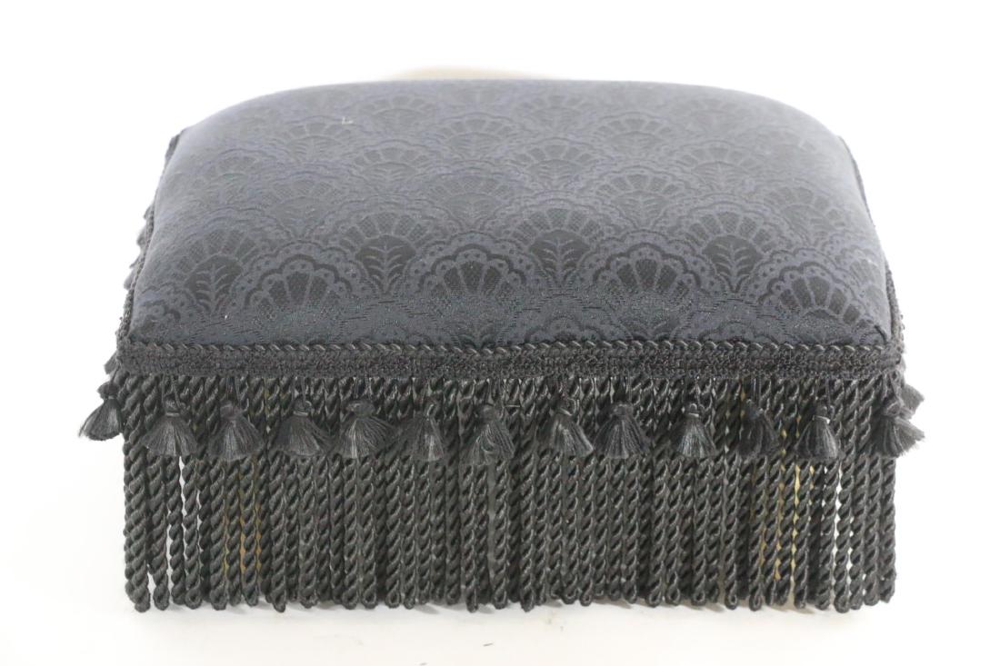 CUSTOM UPHOLSTERED FRINGE TRIMMED FOOT STOOL (1 of 3)