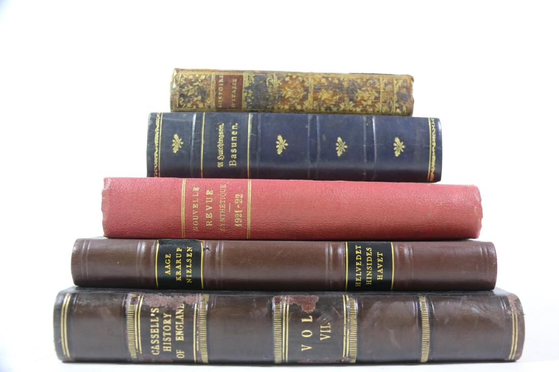 ANTIQUE LEATHER BOUND BOOK GROUPING (1 of 5)