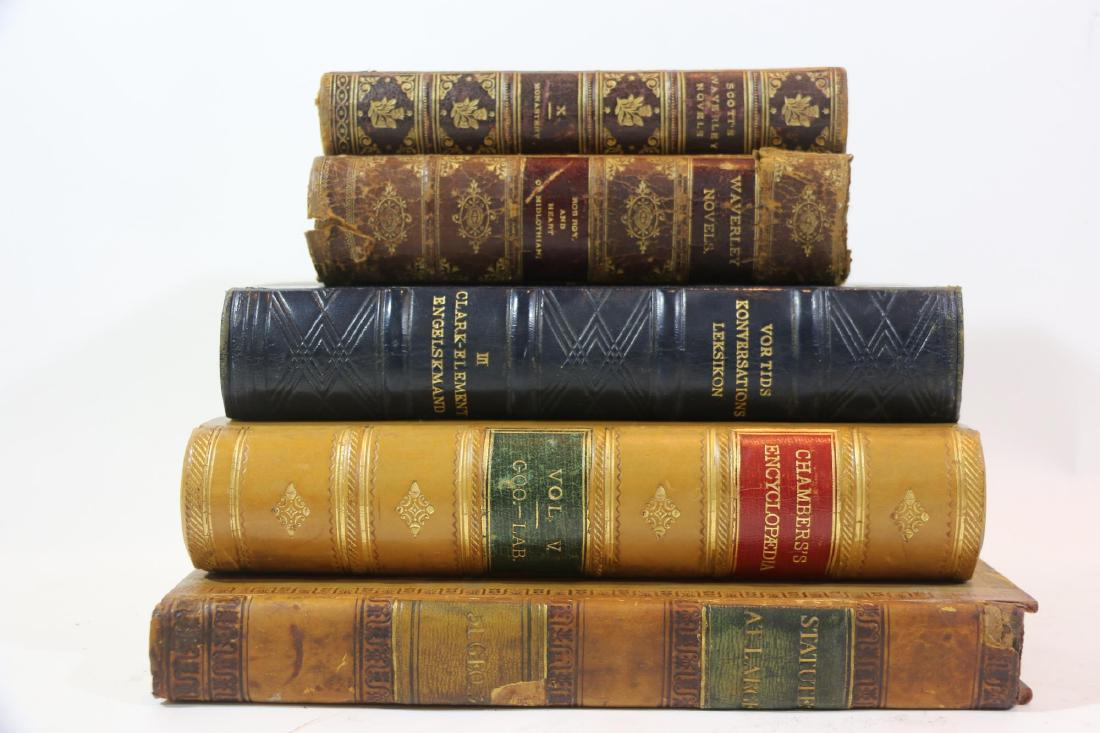 ANTIQUE LEATHER BOUND ANTIQUE BOOK GROUPING (1 of 7)